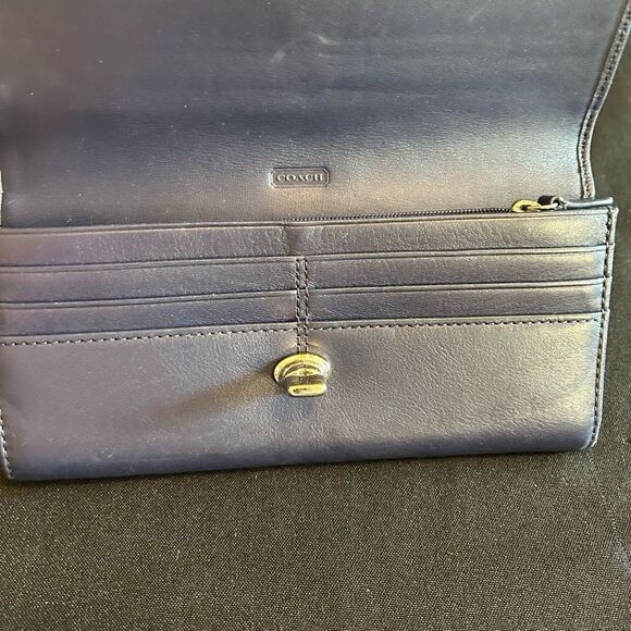 COACH Stylish Blue spots yellow Women's Long Wallet Great Condition - Picture 3 of 7